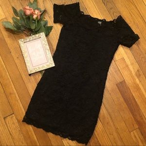 Divided Lace Sexy Little Black Dress
